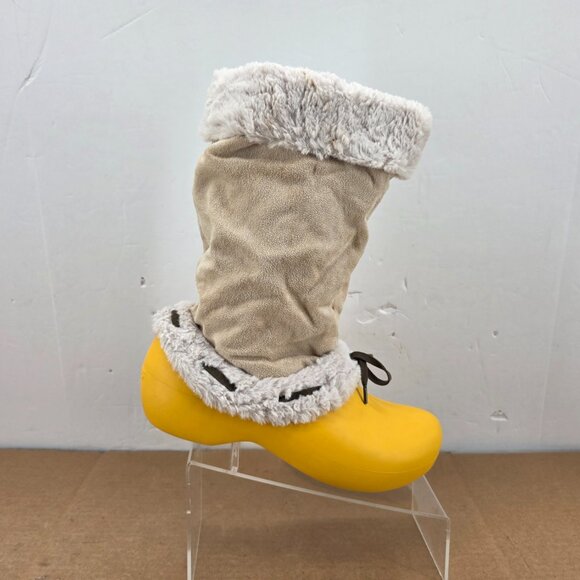 Crocs HALEY Women’s Canary Yellow Winter Snow Boots Faux Fur Lined Size 10 - Picture 13 of 16